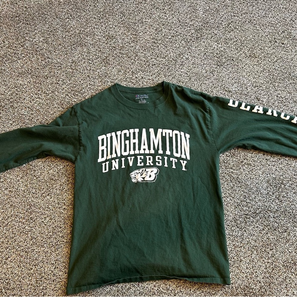 Champion Green Long Sleeve Tee Binghamton University